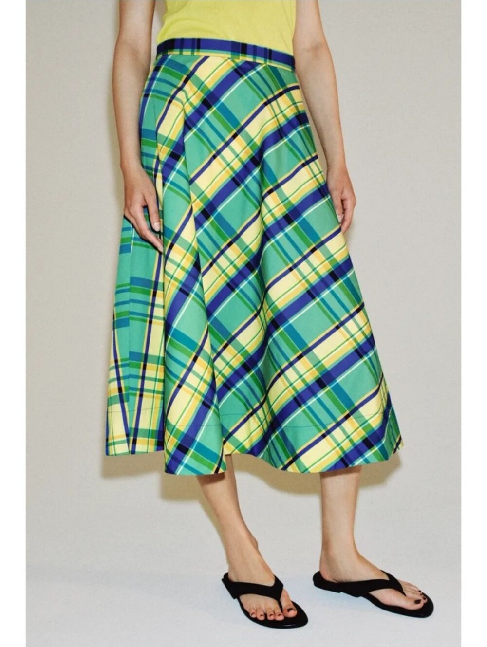 Zara Zw Collec Plaid A-Line Midi Skirt High Waist Casual With Pockets